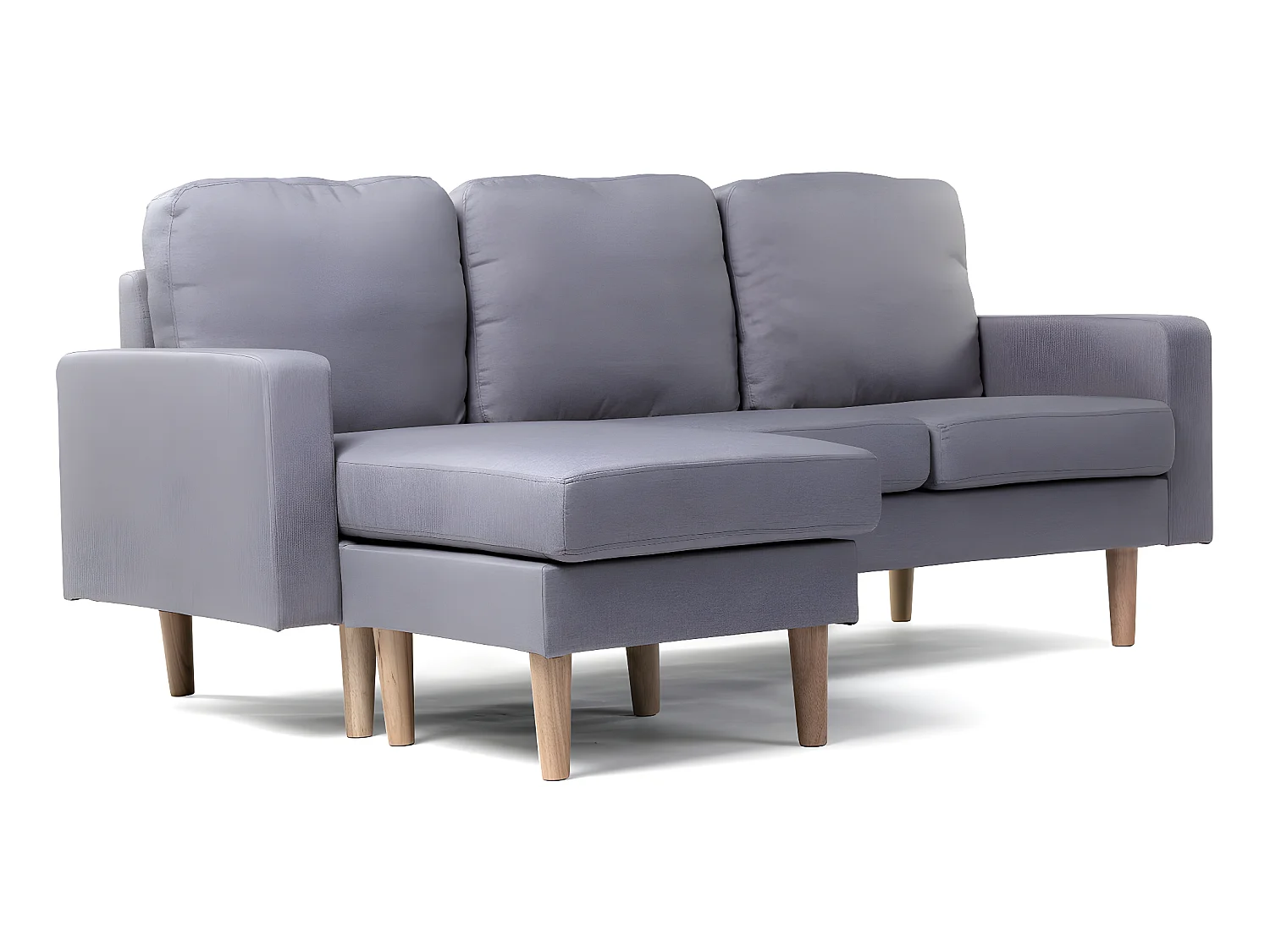 Sofá de canto reversível em tecido "Gabby" escandinavo 3 lugares com chaise longue reversível - Cinza Claro