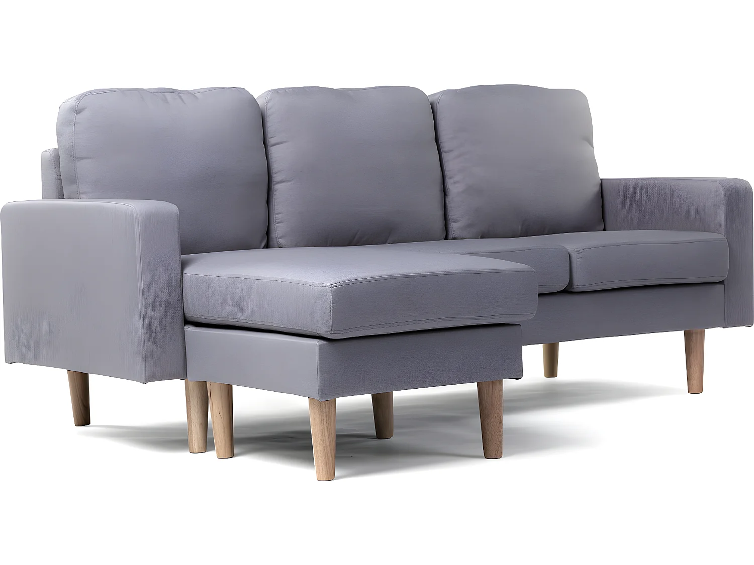 Omkeerbare hoekbank van stof "Gabby" Scandinavisch 3-zits met omkeerbare chaise longue - Lichtgrijs