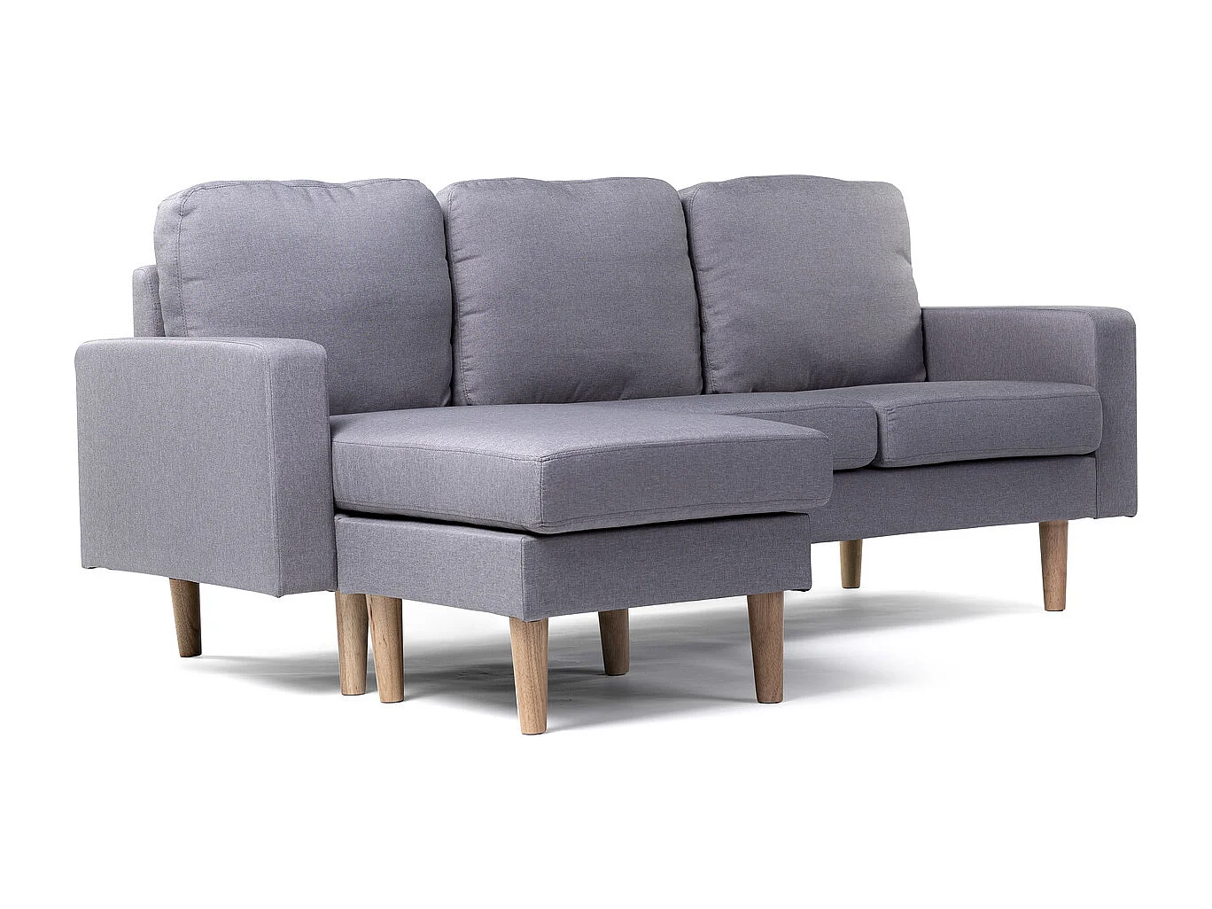 Bank hoekbank links rechts stoffen meubel "Gabby" -  3 zits - Grijs lichtgrijs