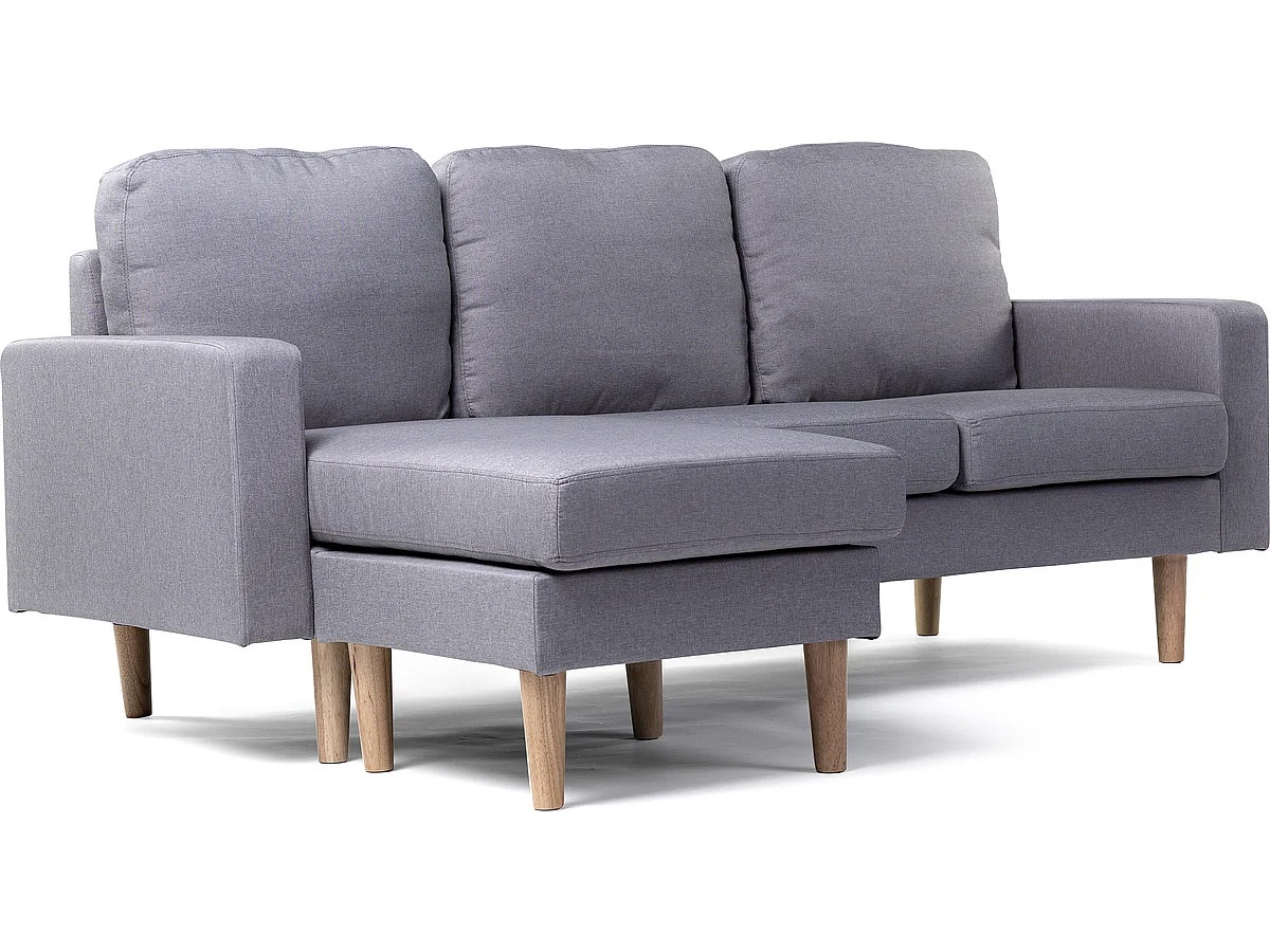 Canapé d'angle réversible 3 places en velours gris clair GABBY