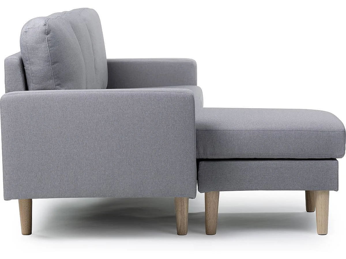 Canapé d'angle réversible 3 places en velours gris clair GABBY
