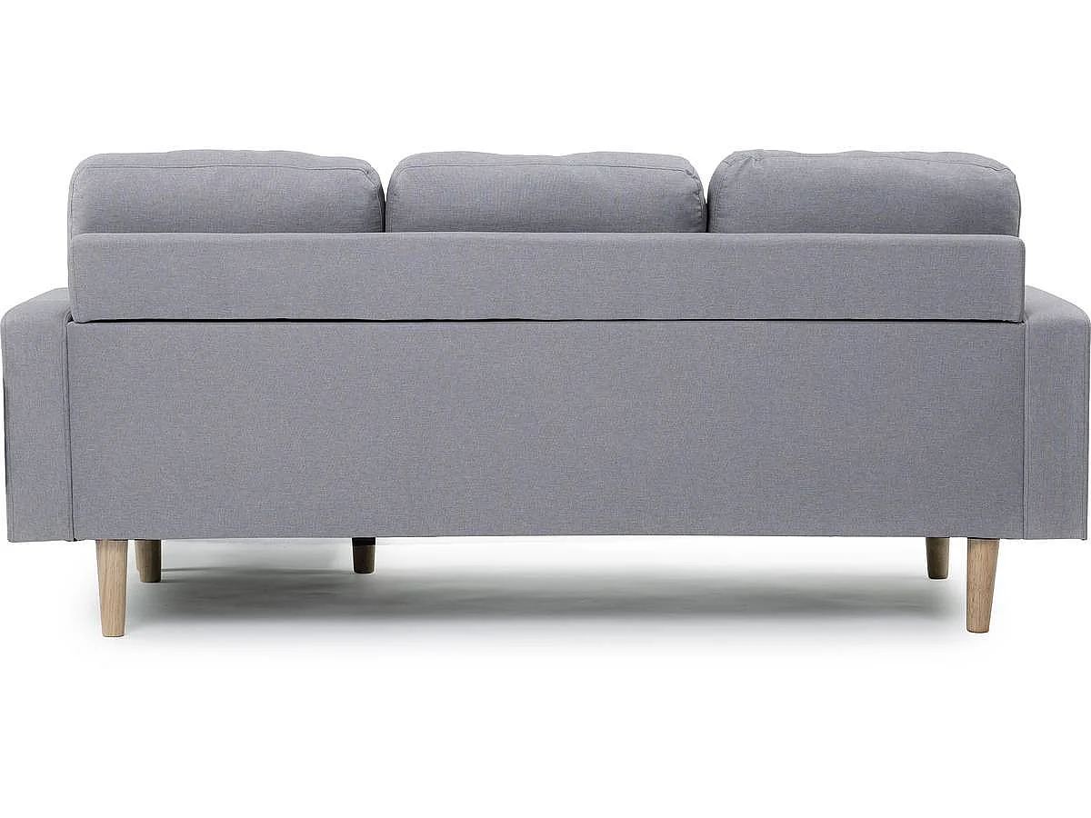 Canapé d'angle réversible 3 places en velours gris clair GABBY