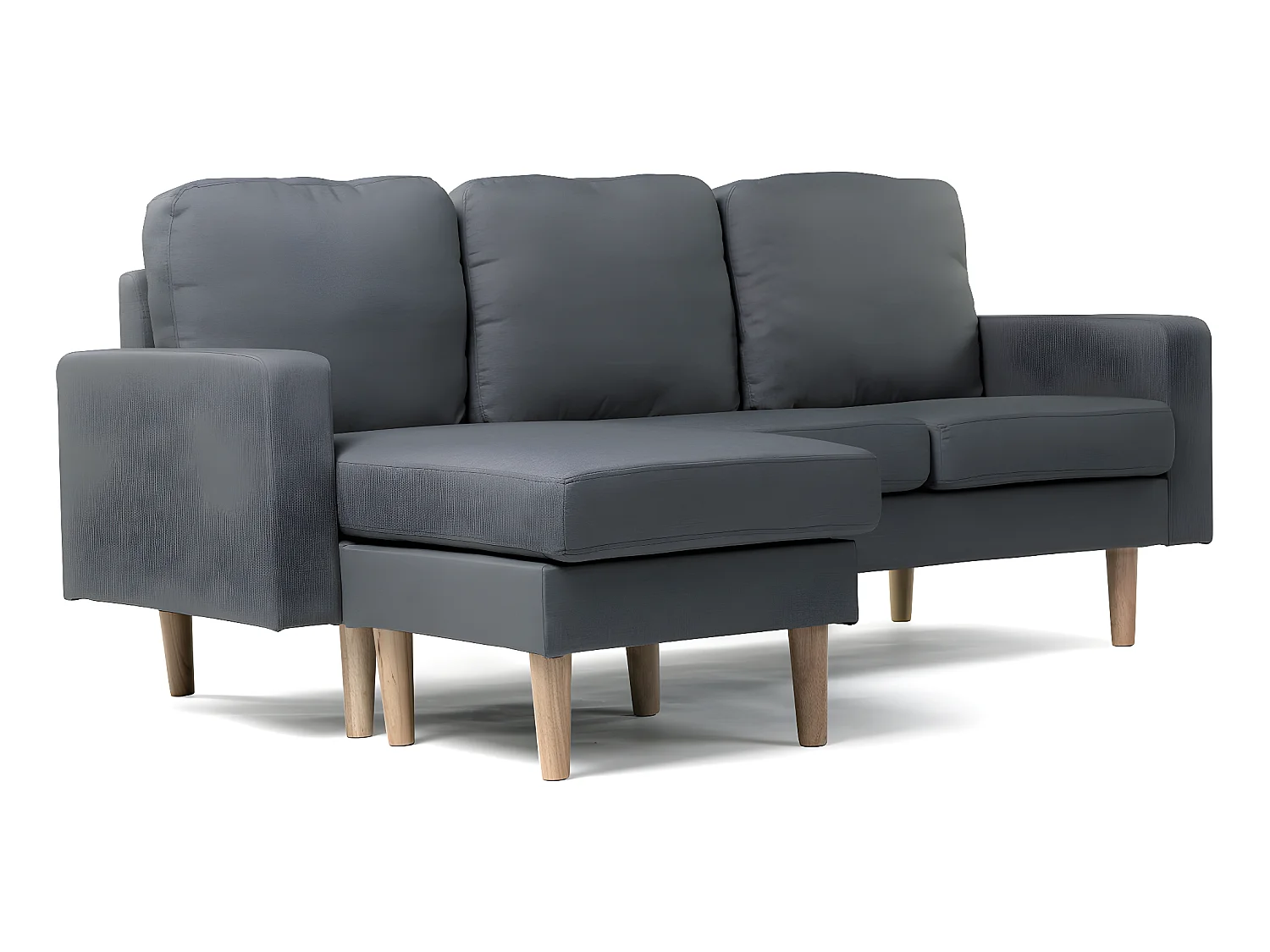 Sofá esquinero en tela "Gabby" - 3 plazas - Gris