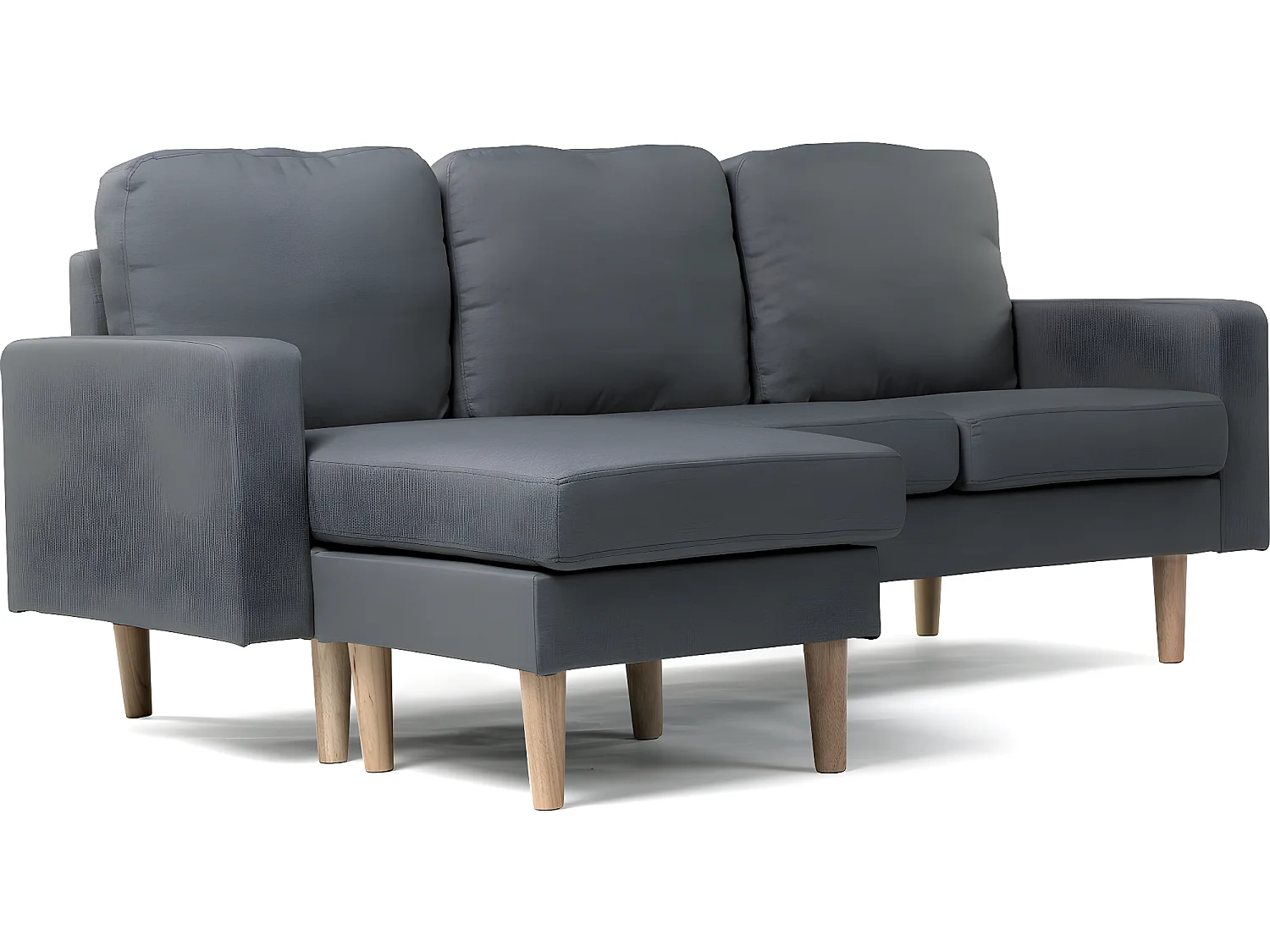 Kanapa narożna "Gabby" z weluru - Prawostronna lub lewostronna (możliwość zmiany położenia narożnika) - 3 miejsca - Szara