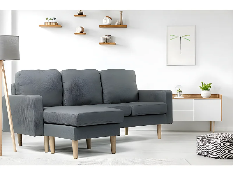 Canapé d'angle réversible en tissu "Gabby" - 3 places - Gris