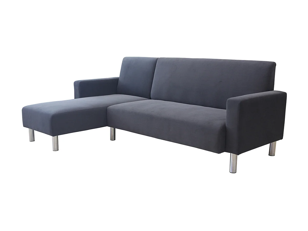 Sofá de canto reversível "Rio" em tecido - 4 lugares - Cinza elegante