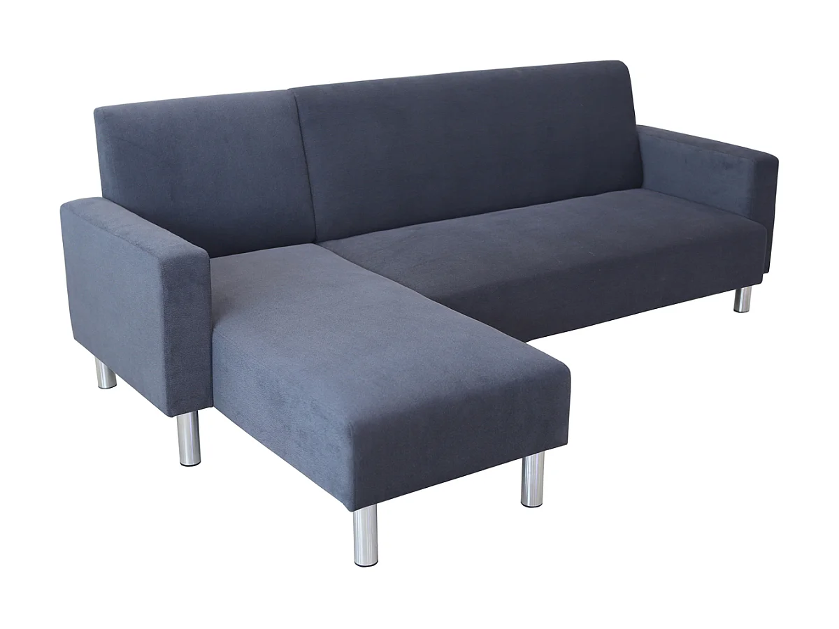 Sofá de canto reversível "Rio" em tecido - 4 lugares - Cinza elegante