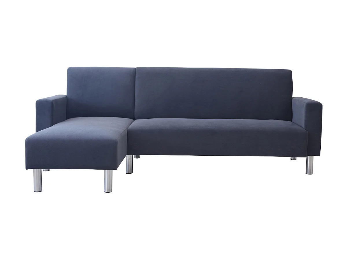 Sofá de canto reversível "Rio" em tecido - 4 lugares - Cinza elegante