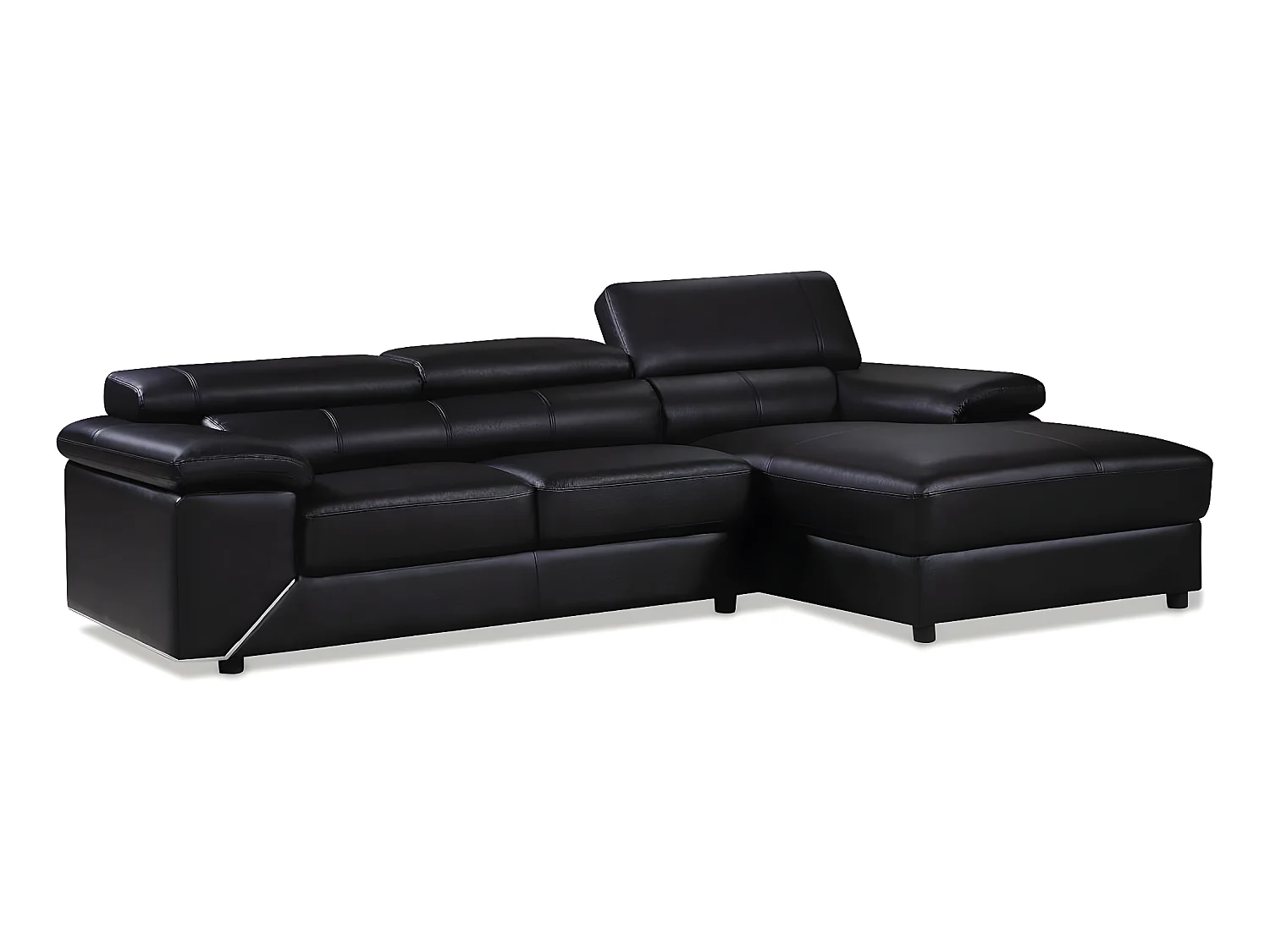 Canapé d'angle en cuir reconstitué et PVC "London" - 4 places - Noir - Angle droit