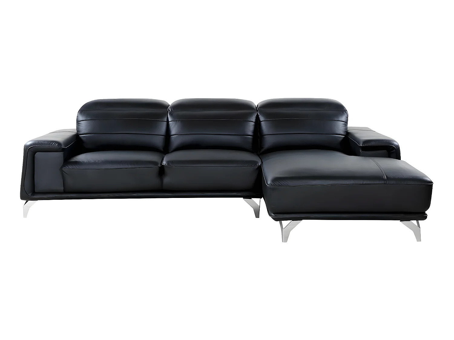 Canapé d'angle cuir reconstitué et PVC "Leicester" - 4 places - Noir - Angle droit