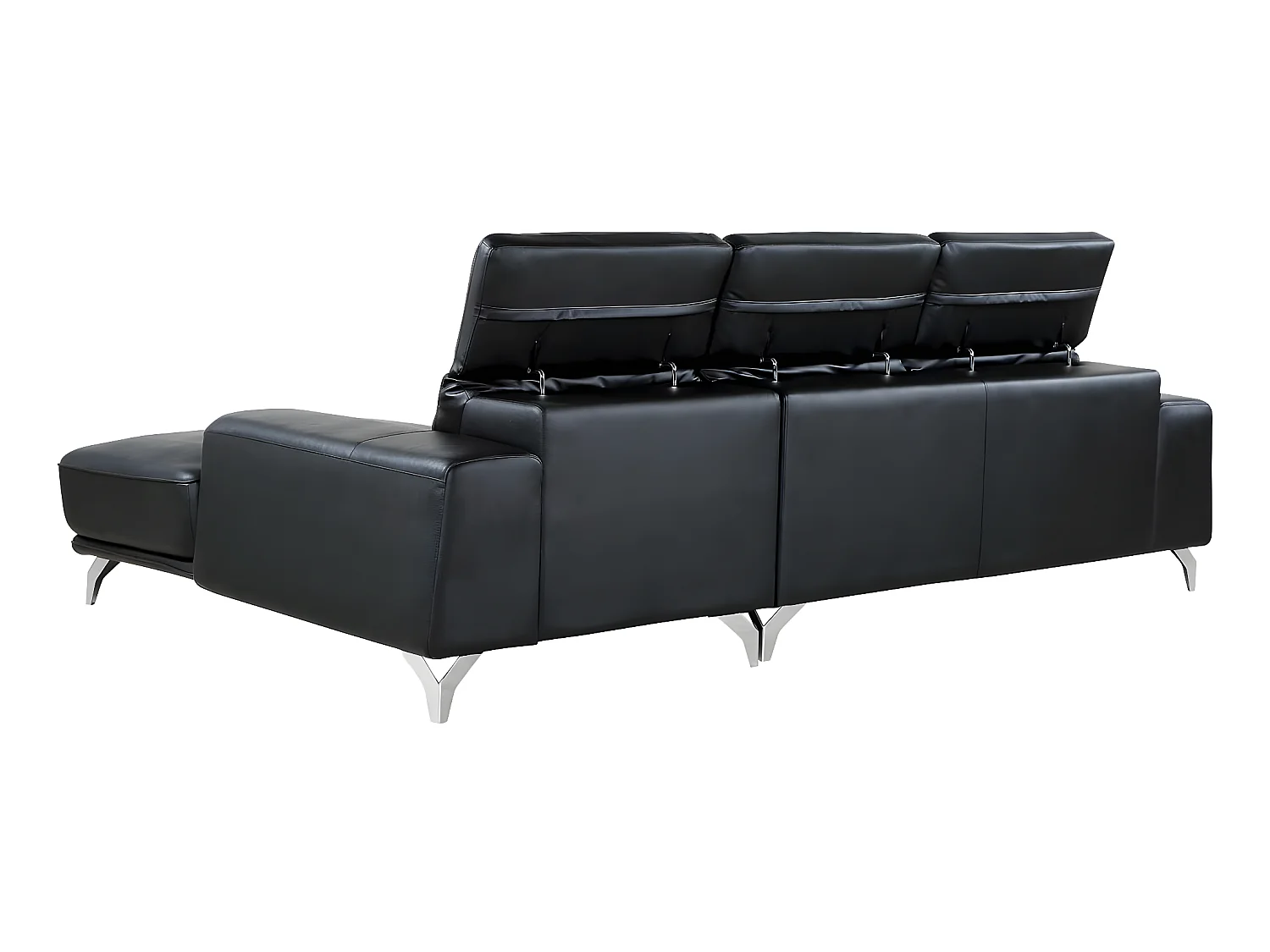 Canapé d'angle cuir reconstitué et PVC "Leicester" - 4 places - Noir - Angle droit