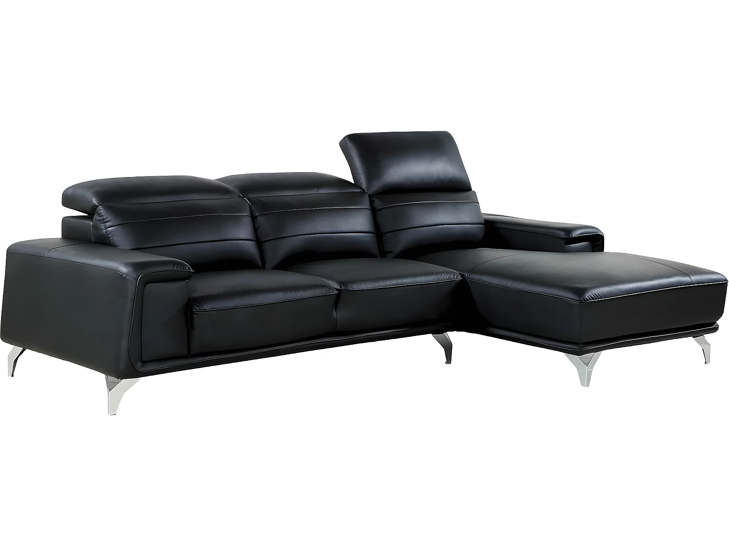 Canapé d'angle cuir reconstitué et PVC "Leicester" - 4 places - Noir - Angle droit