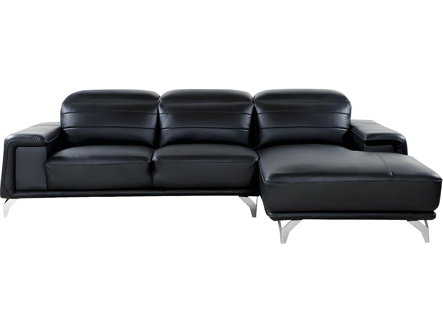 Canapé d'angle cuir reconstitué et PVC "Leicester" - 4 places - Noir - Angle droit