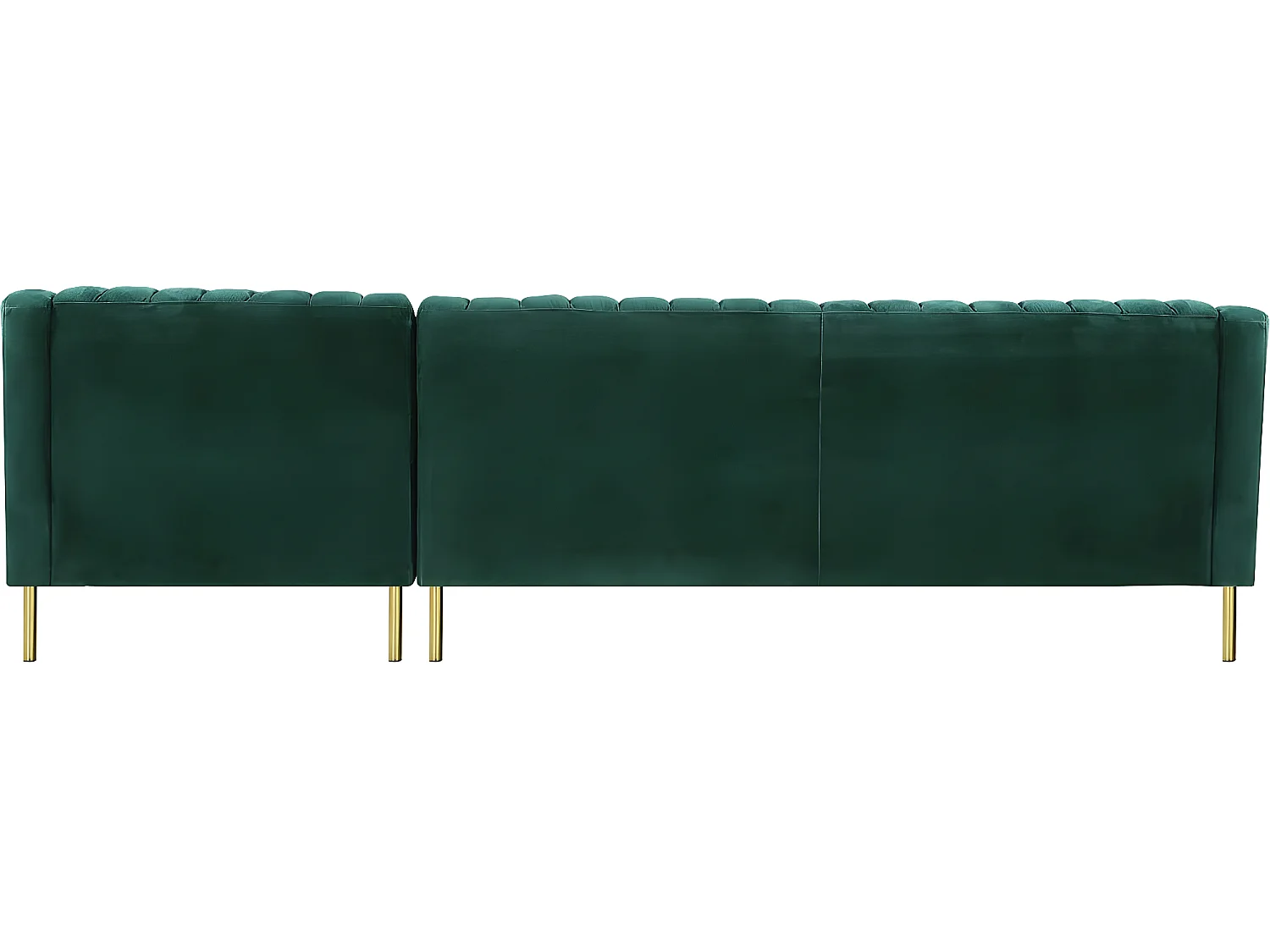 Canapé d'angle en velours "Oliver" - 275 x 161 x 81 cm - 5 places - Vert - Angle droit