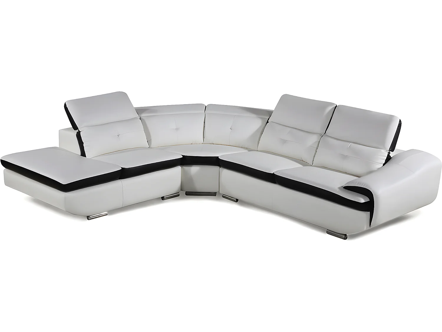 Canapé d'angle cuir reconstitué et PVC "Montréal" - 5 places - Blanc - Angle gauche