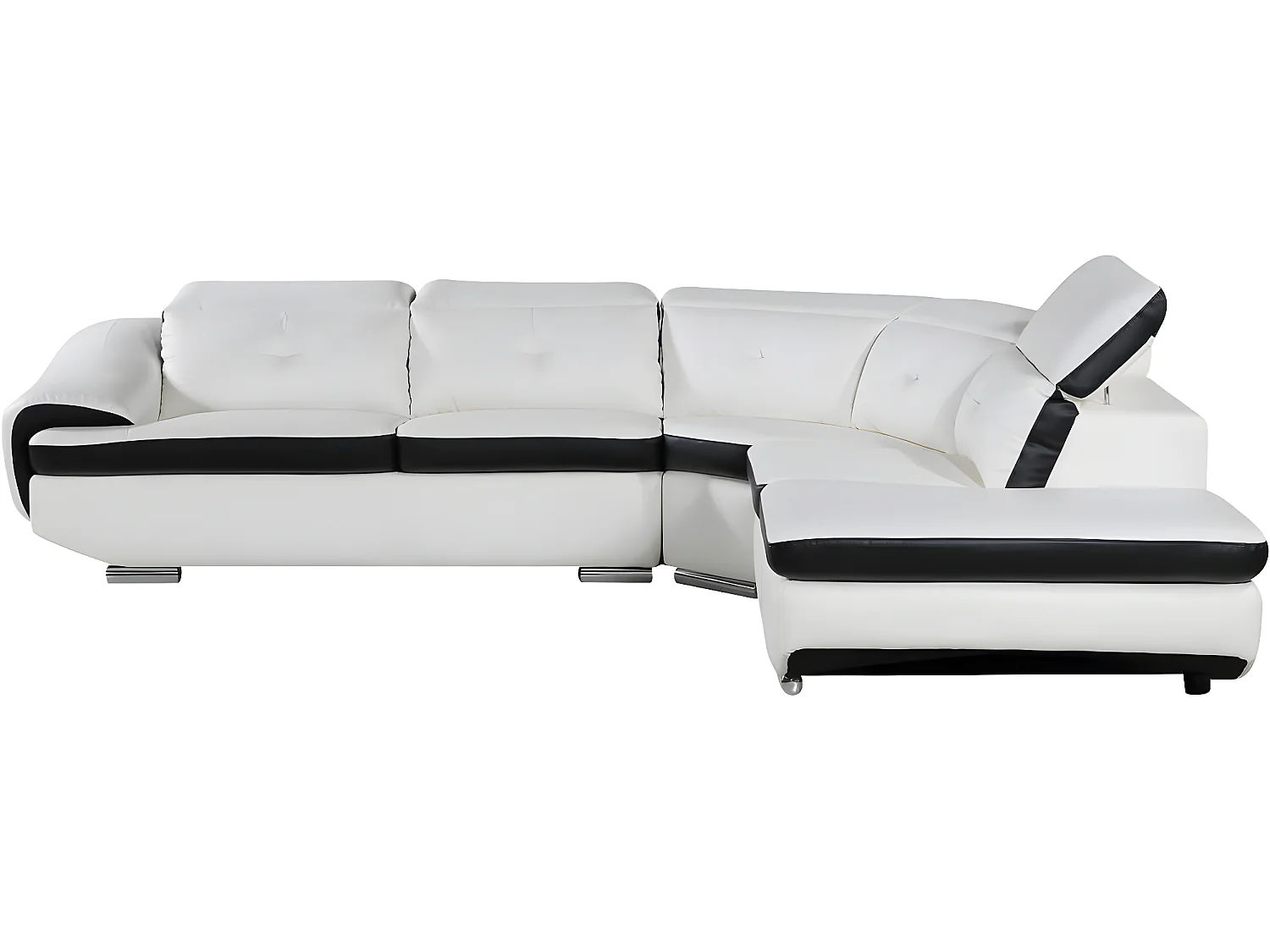 Sofá esquinero en cuero reconstituido/PVC "Montréal" - 5 plazas - Blanco - Esquina derecha