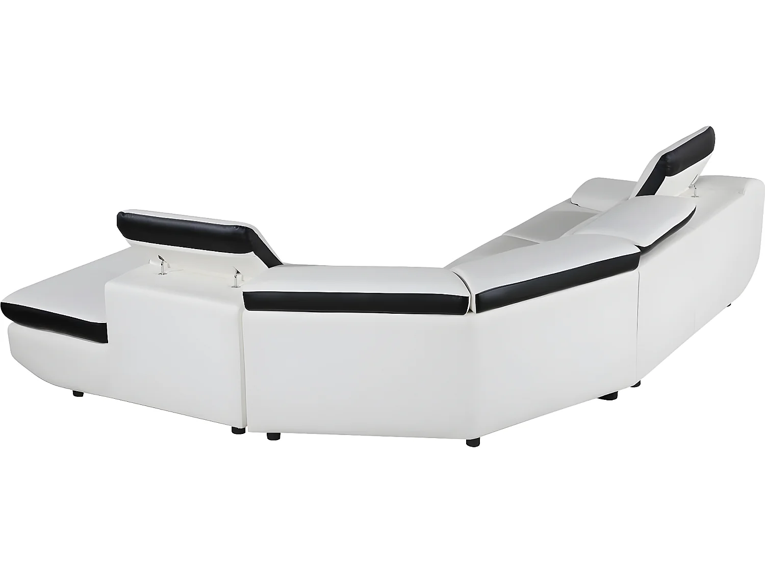 Sofá esquinero en cuero reconstituido/PVC "Montréal" - 5 plazas - Blanco - Esquina derecha