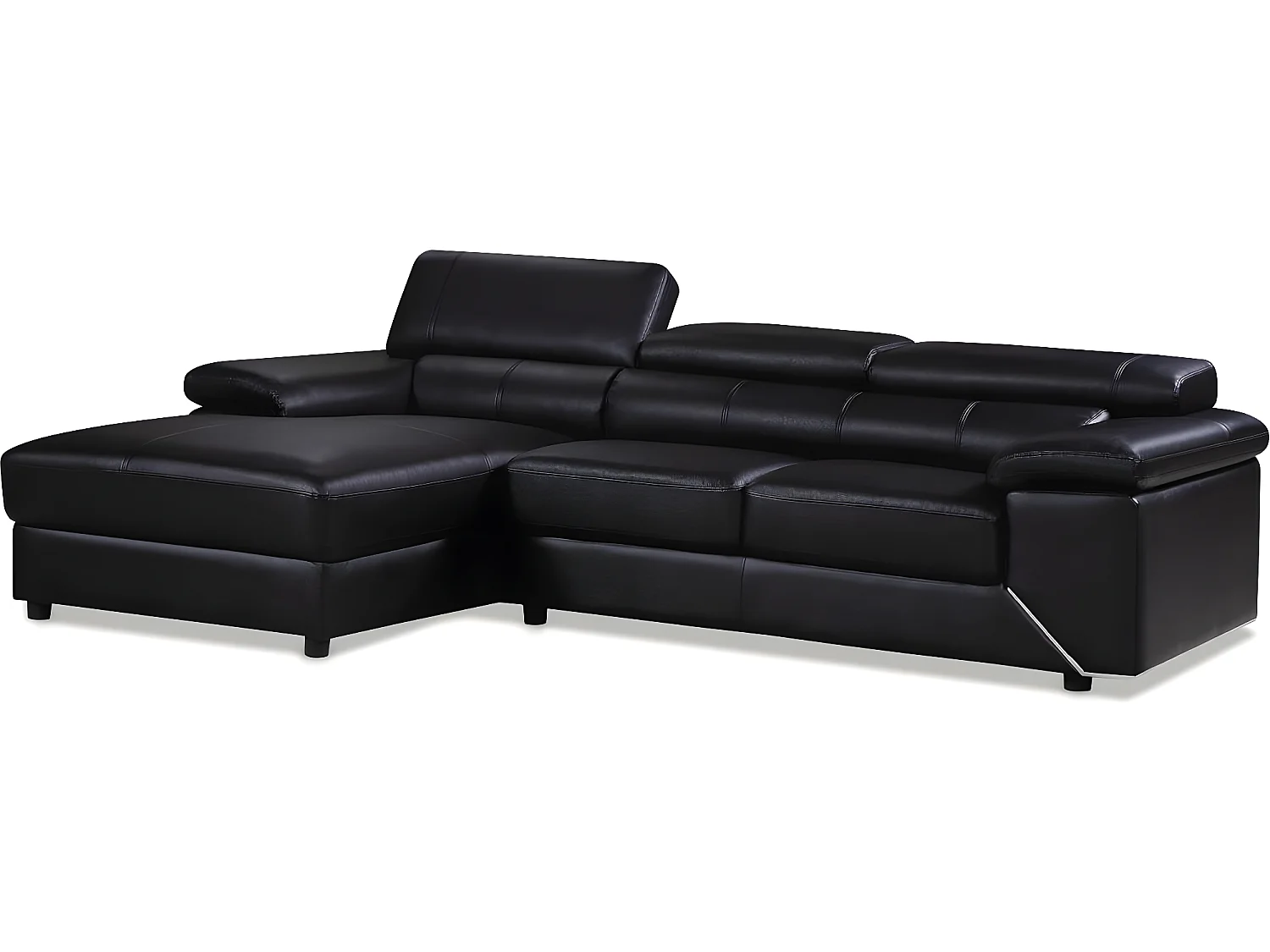 Canapé d'angle en cuir reconstitué et PVC  "London" - 4 places - Noir - Angle gauche