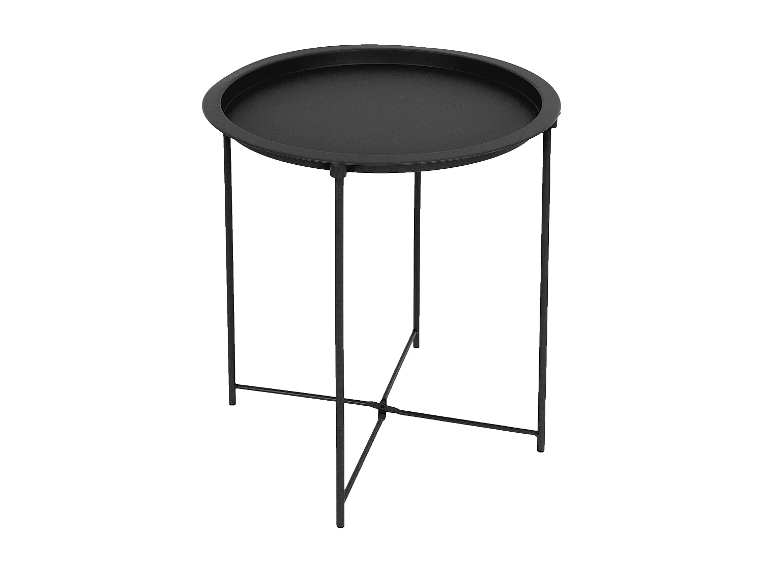 Table basse ronde avec plateau en métal noir moderne Ø47xH:51 cm ML-DESIGN