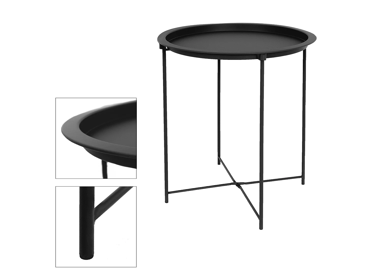 Mesa de centro redonda con tapa de metal negro ECD Germany