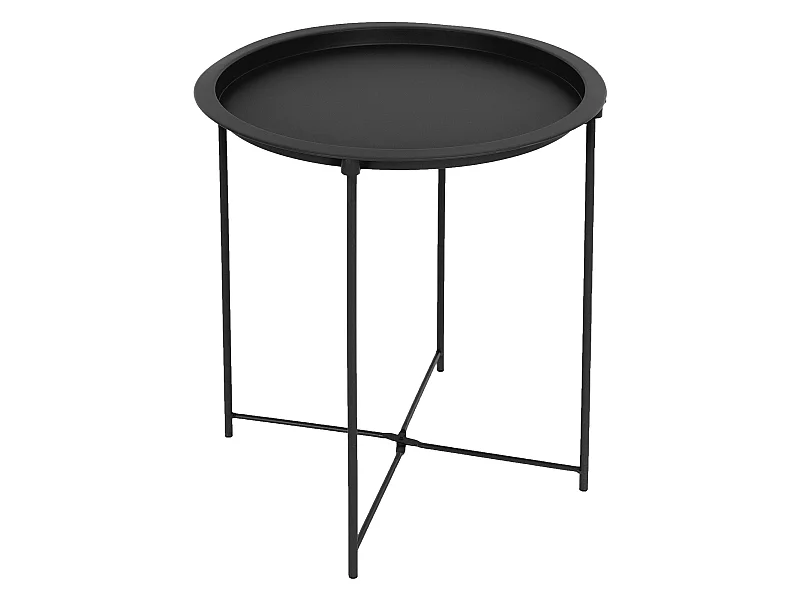 Table basse ronde avec plateau en métal noir moderne Ø47xH:51 cm ML-DESIGN