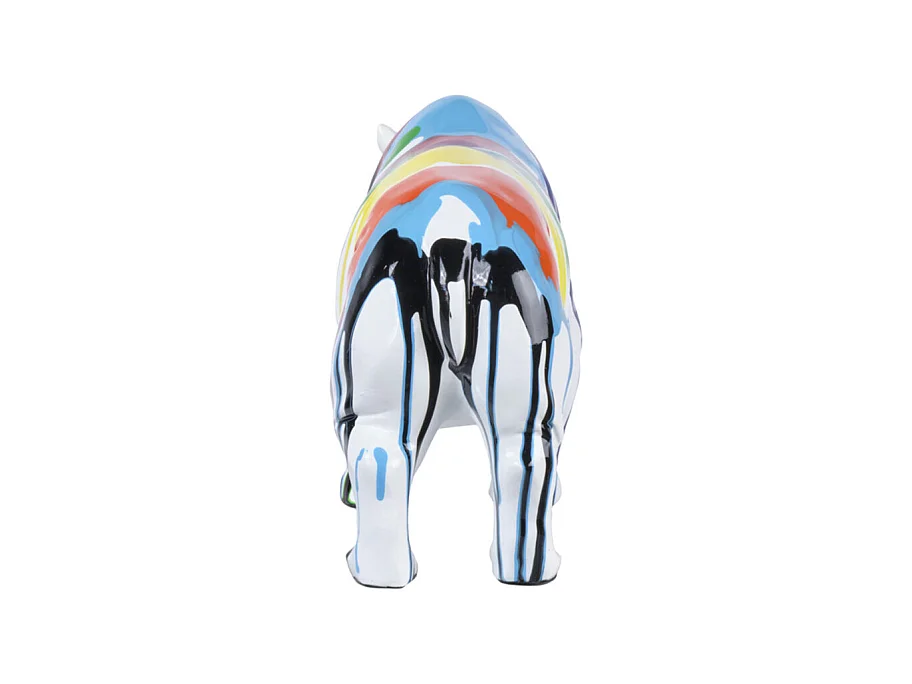 Statue rhinocéros coulures peintures multicolores H17 cm - BASIL DRIPS