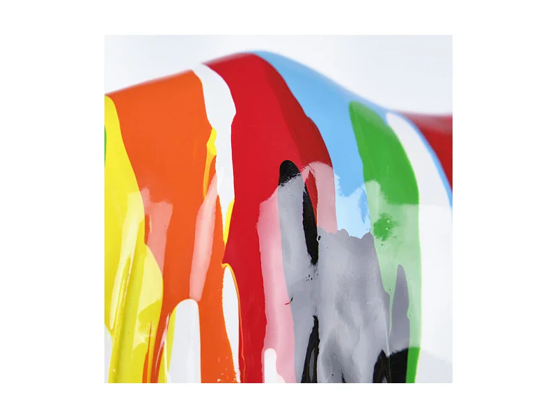 Statue rhinocéros coulures peintures multicolores H17 cm - BASIL DRIPS