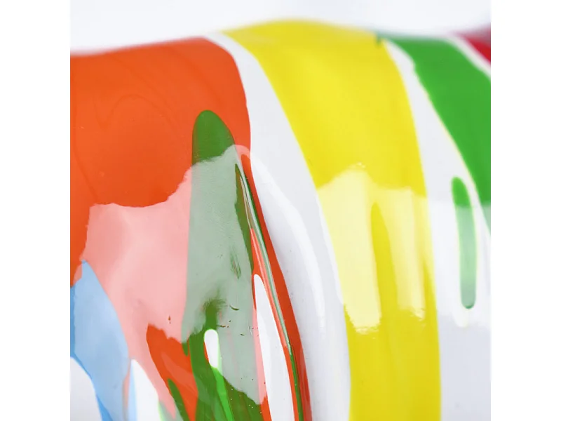 Statue rhinocéros coulures peintures multicolores H17 cm - BASIL DRIPS