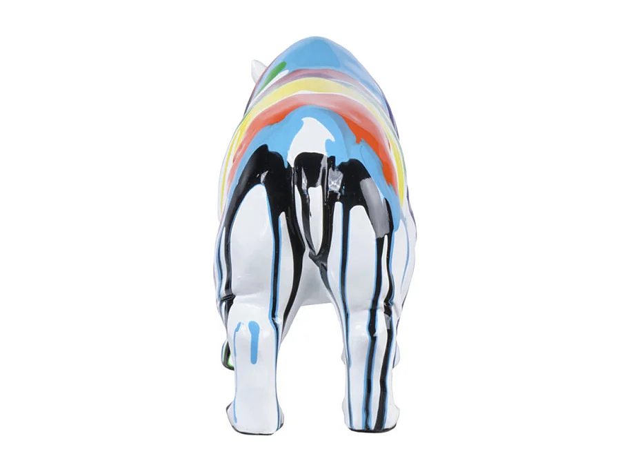 Statue rhinocéros coulures peintures multicolores H17 cm - BASIL DRIPS