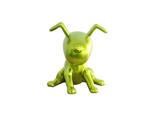 Statue chien assis avec peinture verte métallisée H28 cm - GREEN SNOOP
