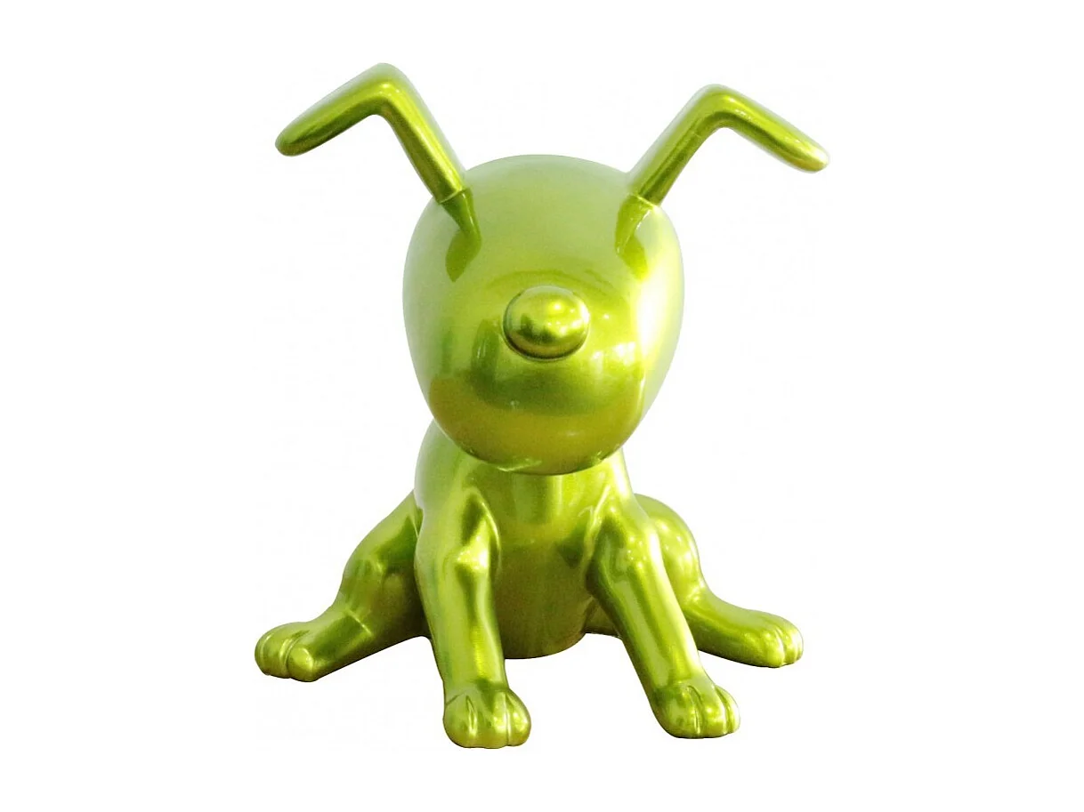 Statue chien assis avec peinture verte métallisée H28 cm - GREEN SNOOP