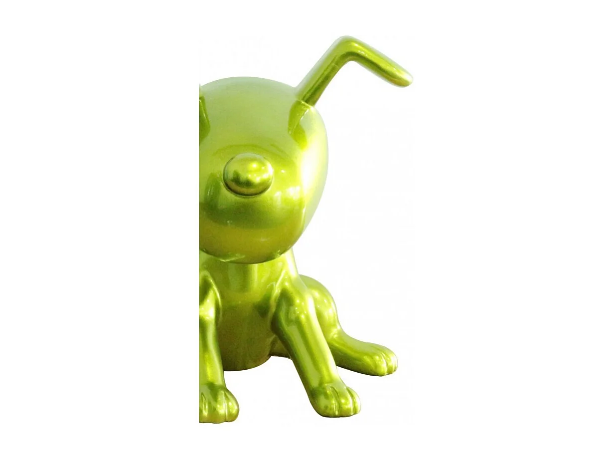 Statue chien assis avec peinture verte métallisée H28 cm - GREEN SNOOP