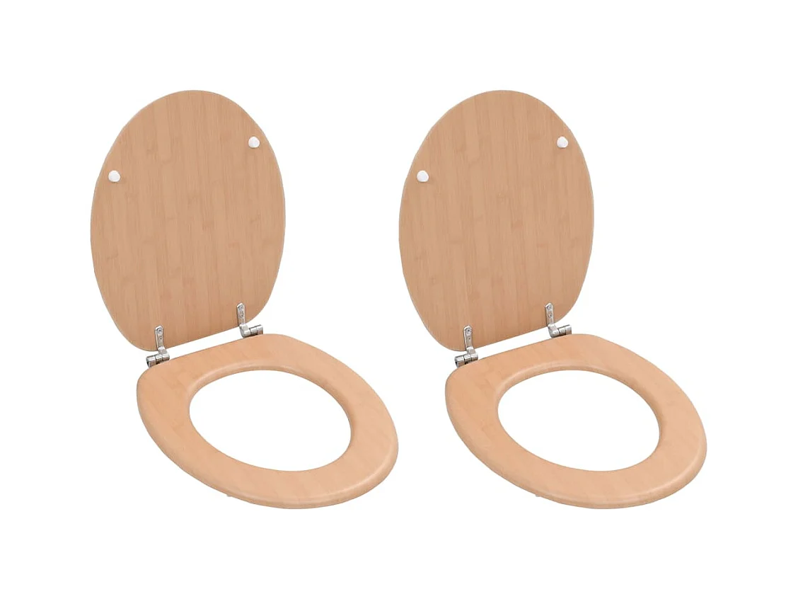 Lot de deux sièges effet bois marron 42.5 x 35.8 x 5 cm 02_0002963