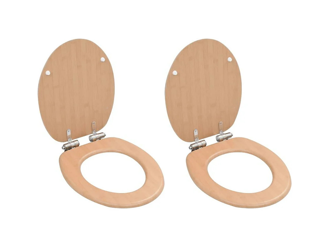 Lot de 2 sièges effet bois marron 43.7 x 37.8 x 5 cm 02_0002962