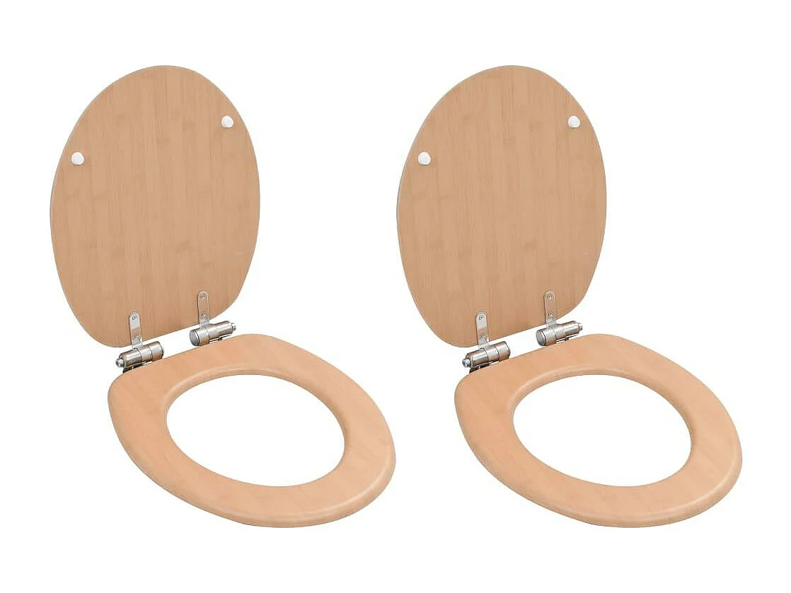 Conjunto de 2 assentos de vaso sanitário assento de vaso sanitário banheiro interior de casa banheiro mdf tampa macia de bambu 02_0002962