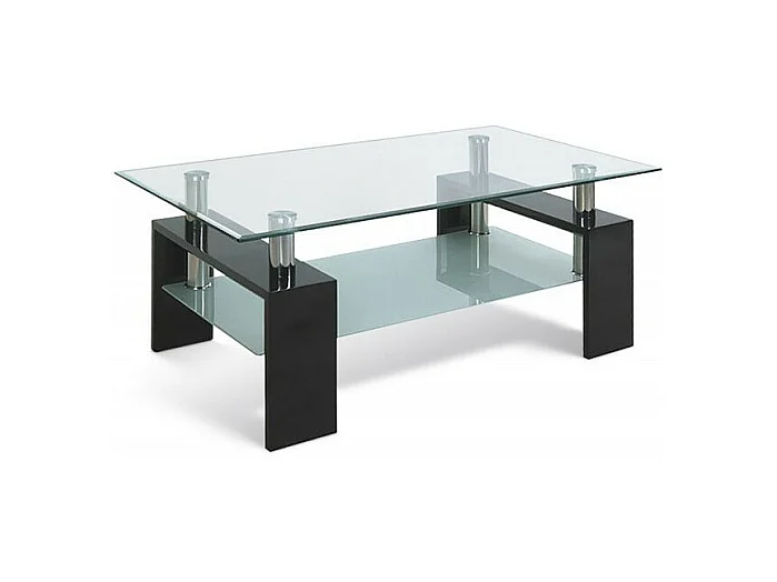 Table basse MAGY – Verre trempé noir brillant – 100x60 cm