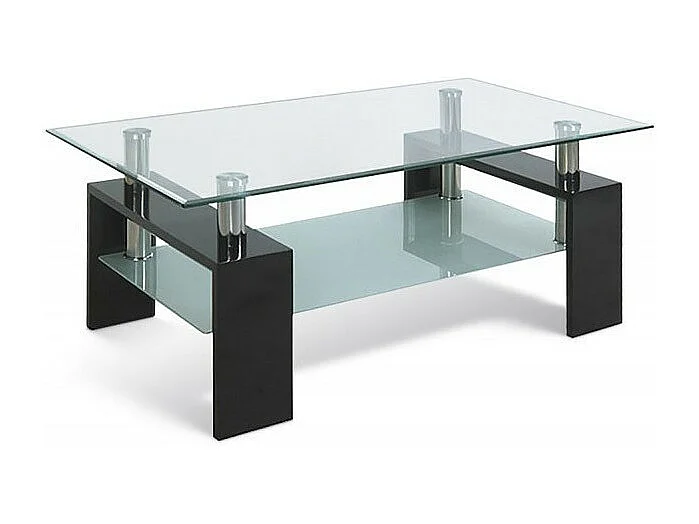 Table basse MAGY – Verre trempé noir brillant – 100x60 cm