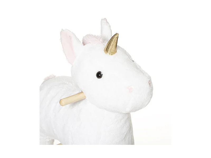 Cheval à bascule Licorne blanche et rose H 55 cm