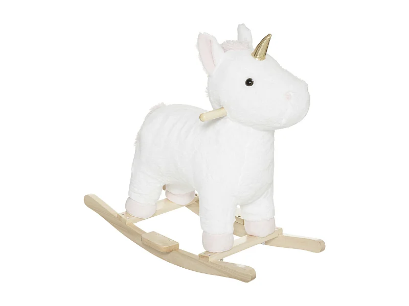 Cheval à bascule Licorne blanche et rose H 55 cm