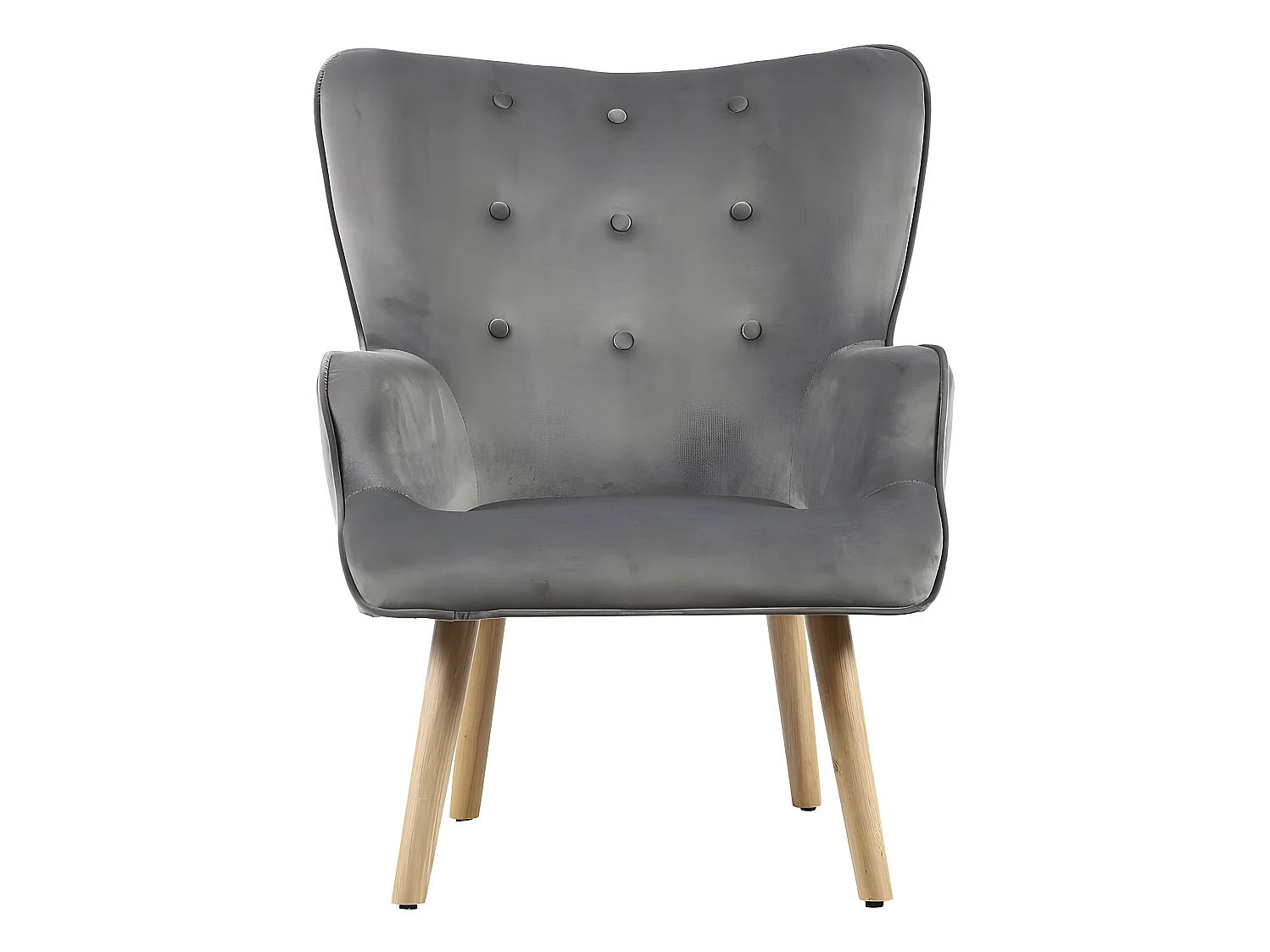 Poltrona in velluto stile scandinavo "Odense" - 73 x 81 x 92,5 cm - 1 posto - Grigio