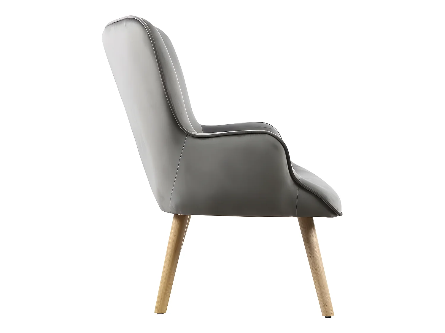 Poltrona in velluto stile scandinavo "Odense" - 73 x 81 x 92,5 cm - 1 posto - Grigio