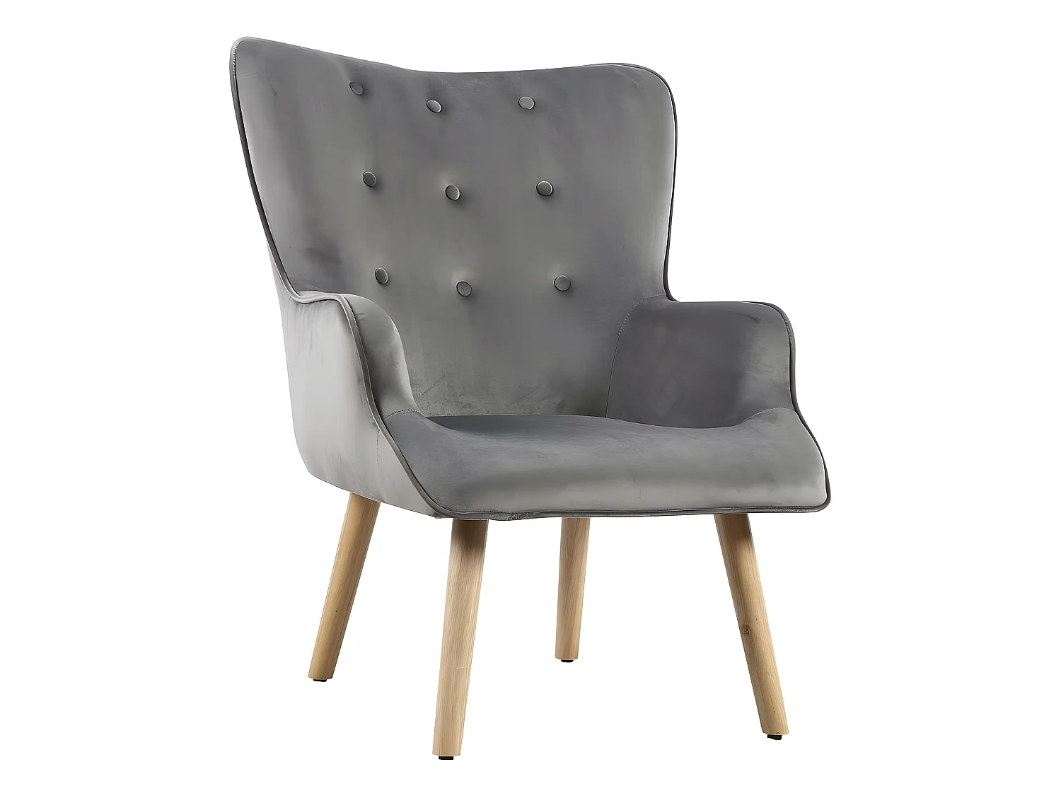 Fauteuil style scandinave velours "Odense" - 73 x 81 x 92.5 cm - 1 place - Gris