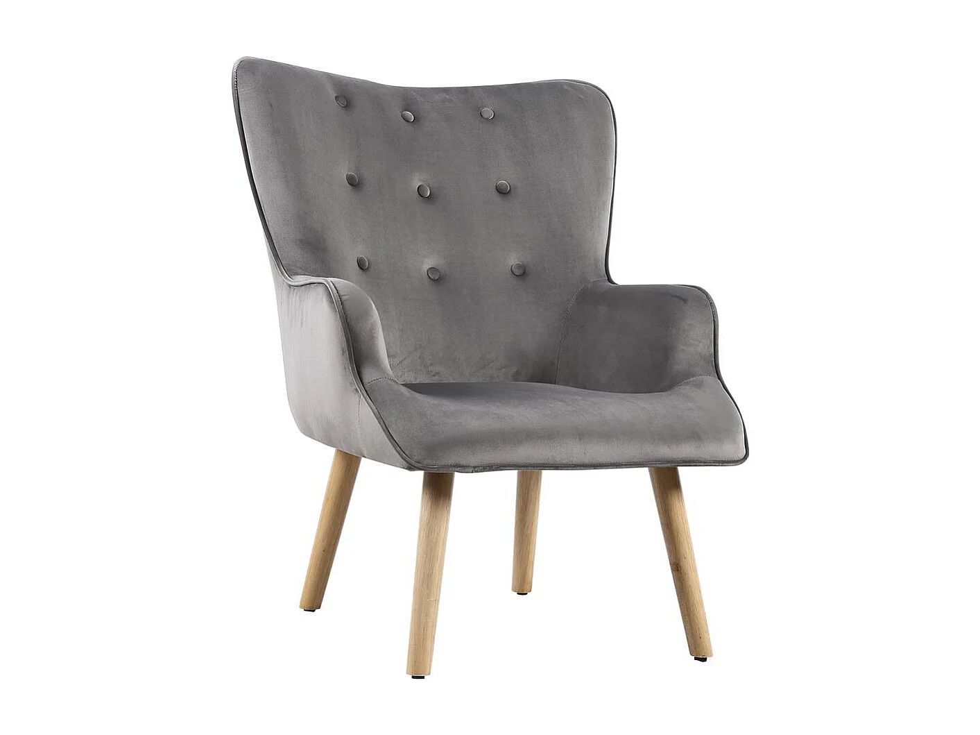 Fauteuil style scandinave velours "Odense" - 73 x 81 x 92.5 cm - 1 place - Gris