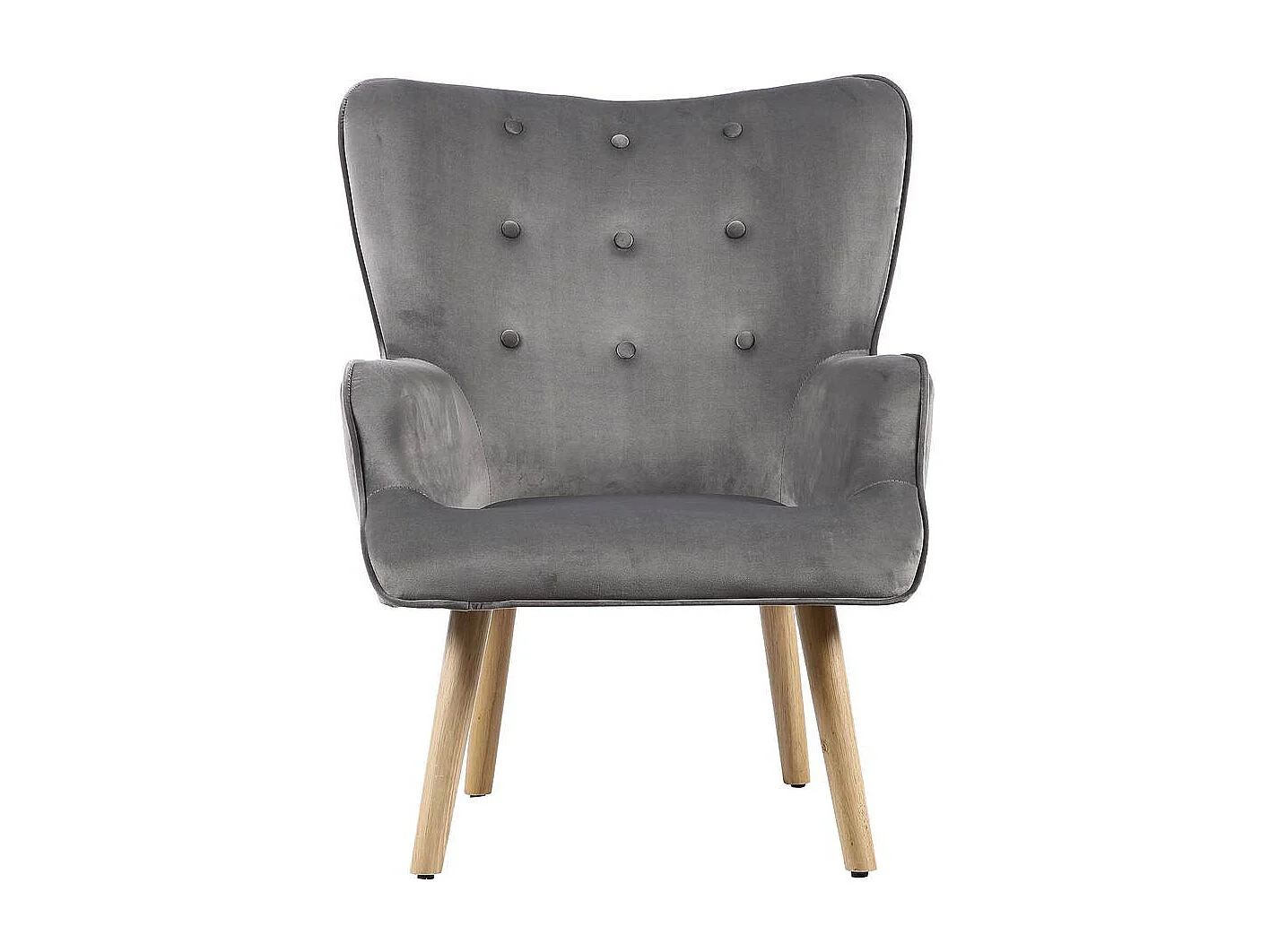 Fauteuil style scandinave velours "Odense" - 73 x 81 x 92.5 cm - 1 place - Gris