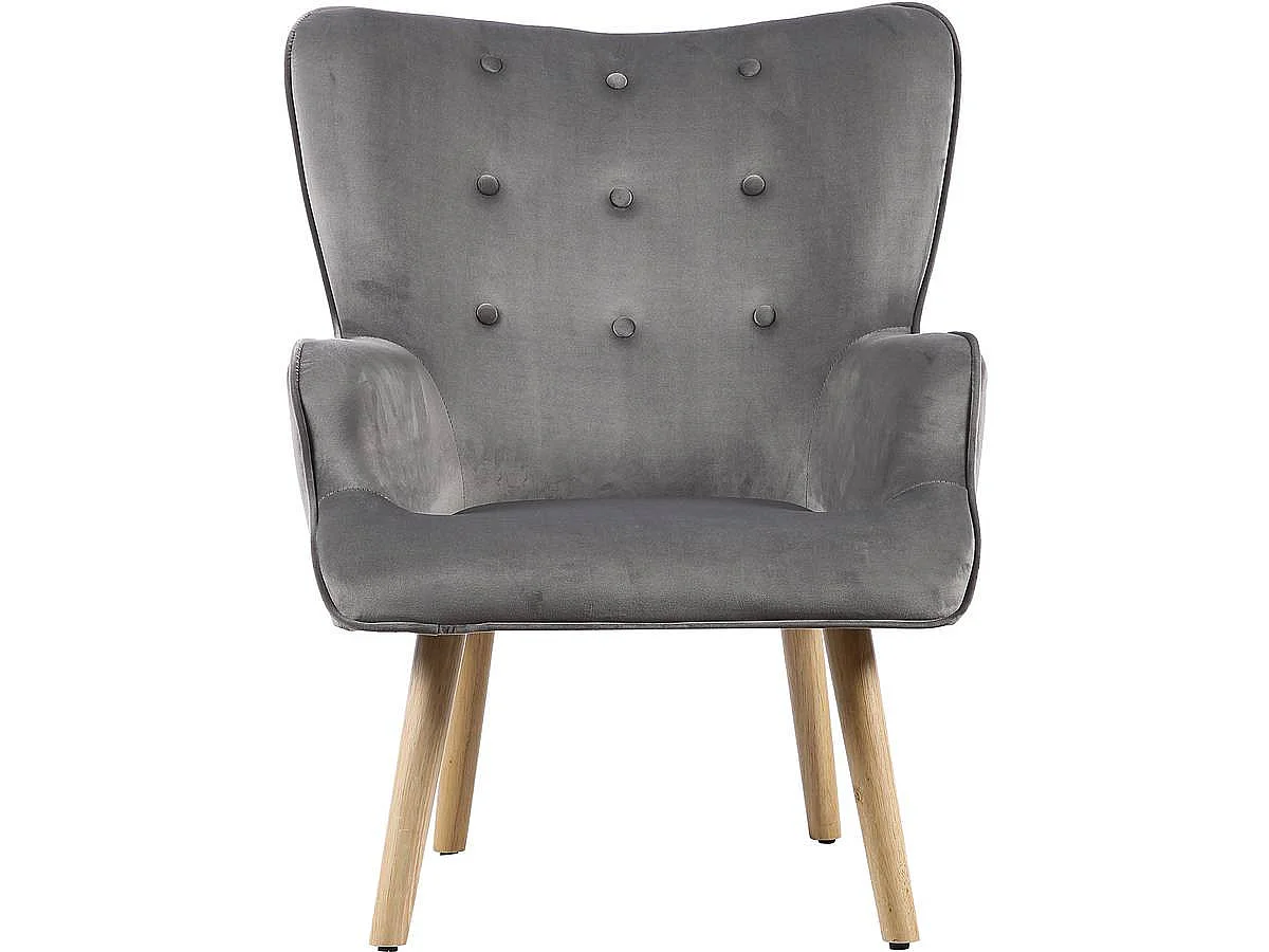 Skandinavisk Sammetsfåtölj "Odense" - Grå - 73 x 81 x 92,5 cm - Elegant Design