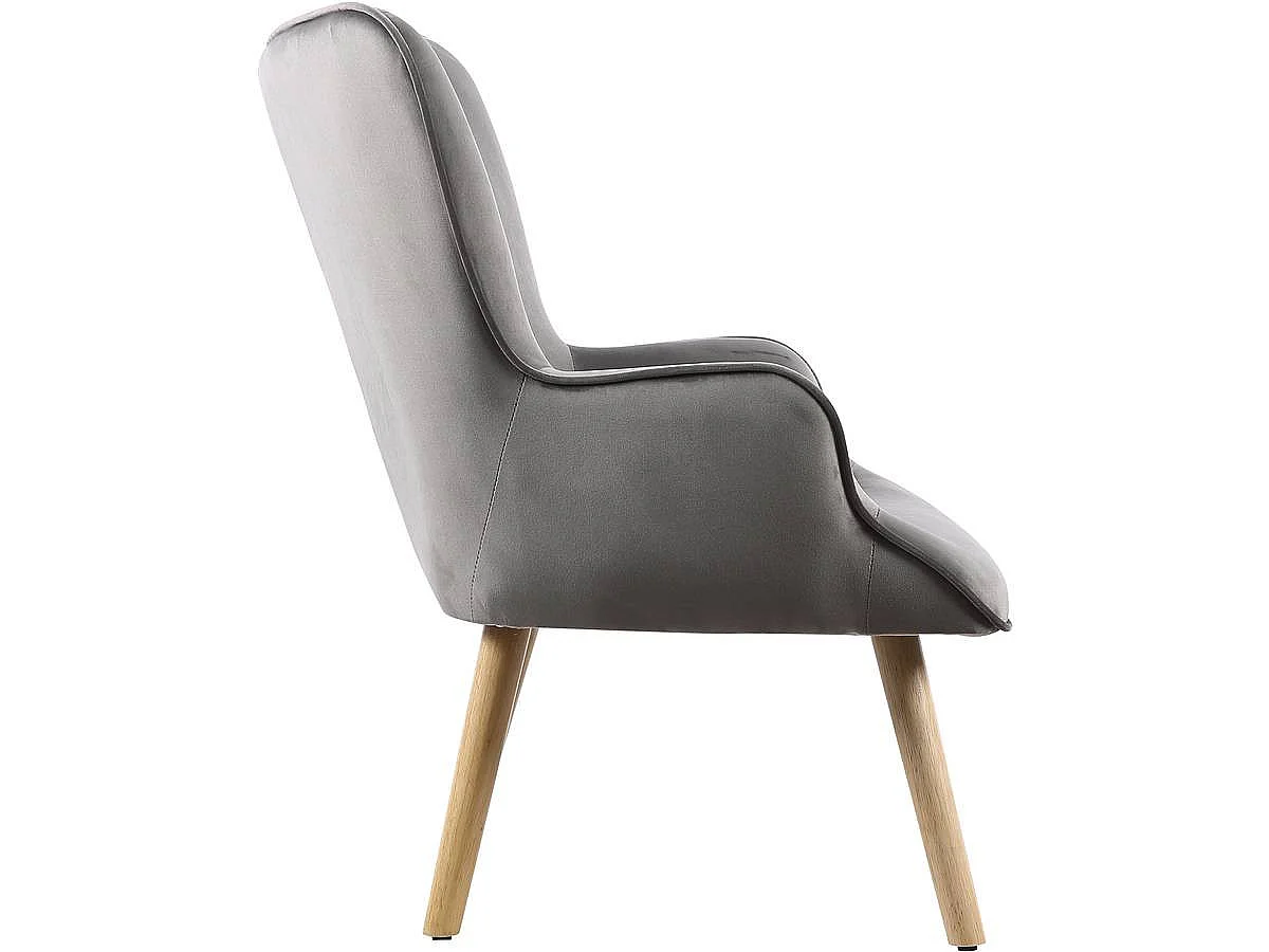 Skandinavisk Sammetsfåtölj "Odense" - Grå - 73 x 81 x 92,5 cm - Elegant Design