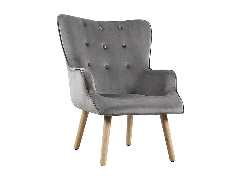 Fauteuil style scandinave velours "Odense" - 73 x 81 x 92.5 cm - 1 place - Gris