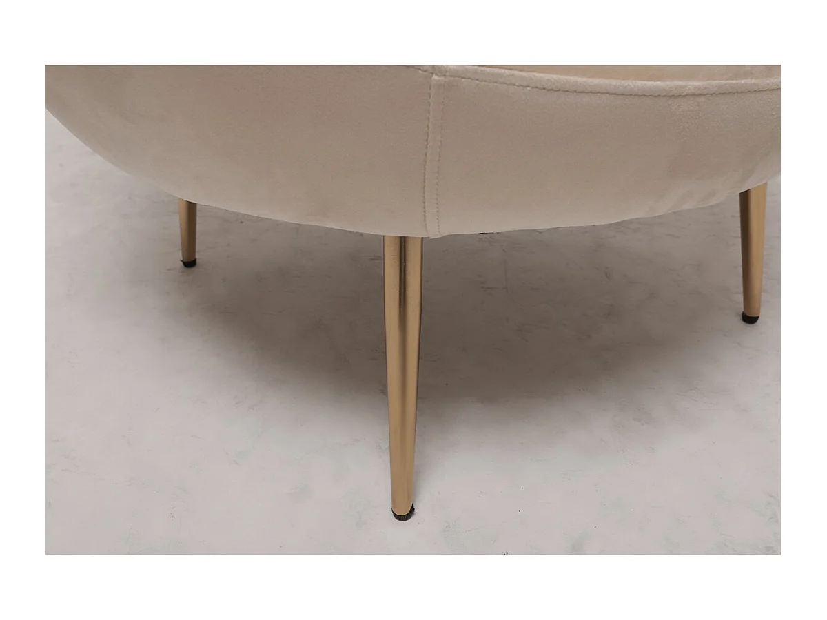 Poltrona de veludo "Cocon" confortável e elegante para sala de estar, quarto ou escritório - Bege