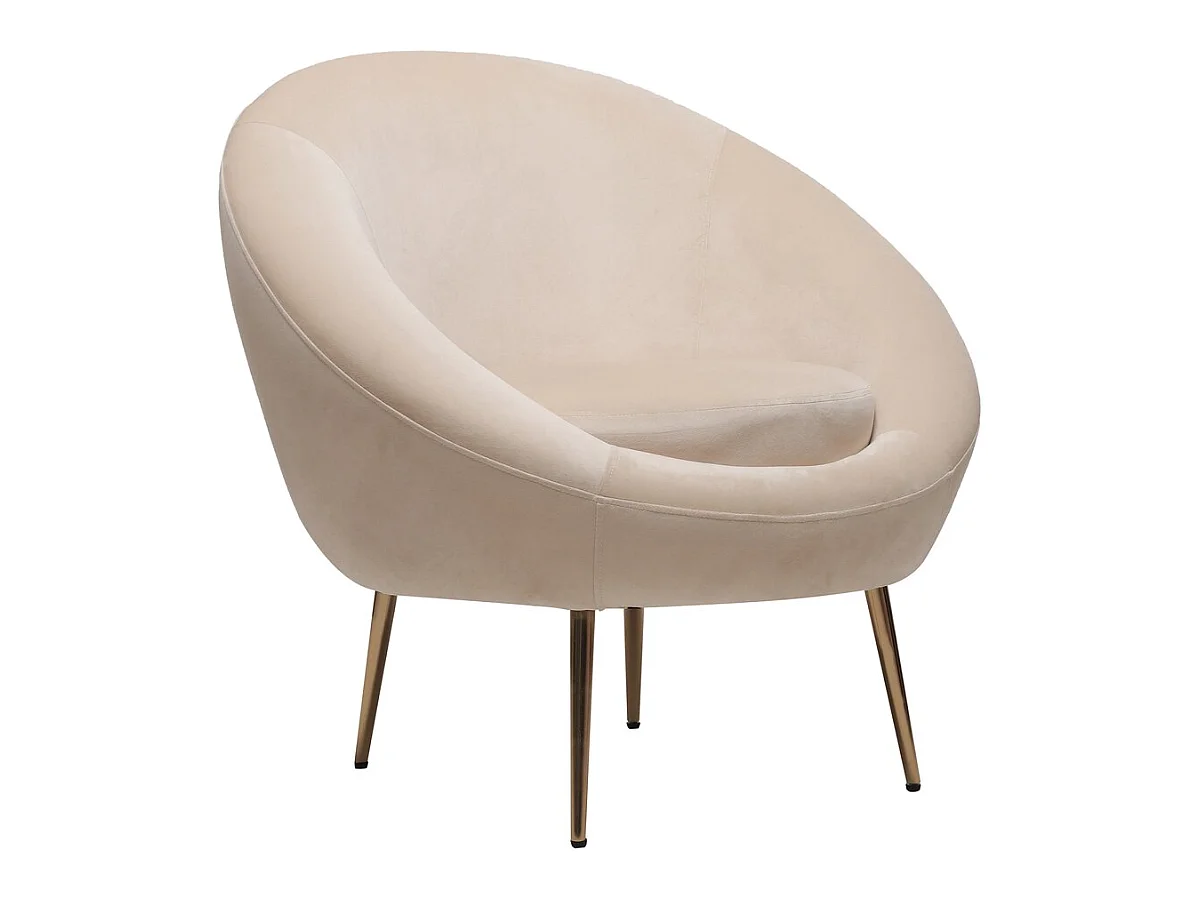 Fauteuil en velours "Cocon" - 77 x 74 x 77.5 cm - Beige