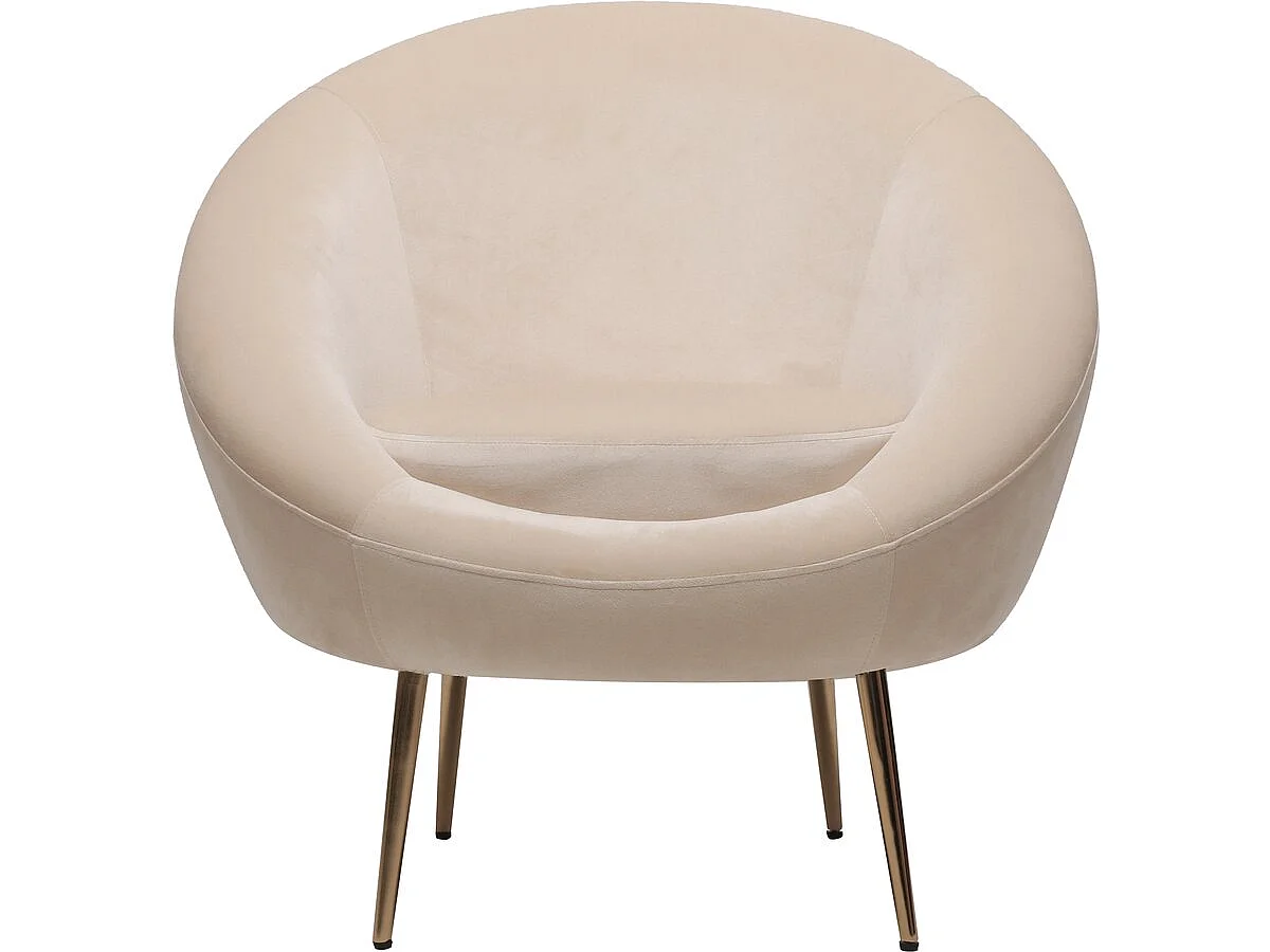 Fauteuil en velours "Cocon" - 77 x 74 x 77.5 cm - Beige